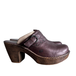 Born Women's Leather Heeled Clog Size 11 #1132